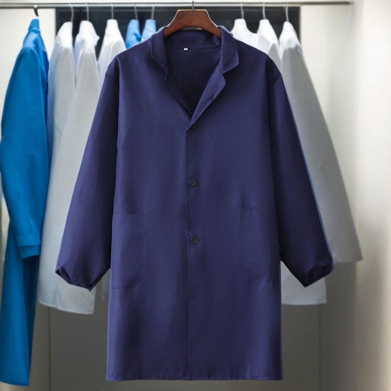 蓝大褂户外男工作服防护服工地扣子男士衣服防污防油防尘耐用耐磨