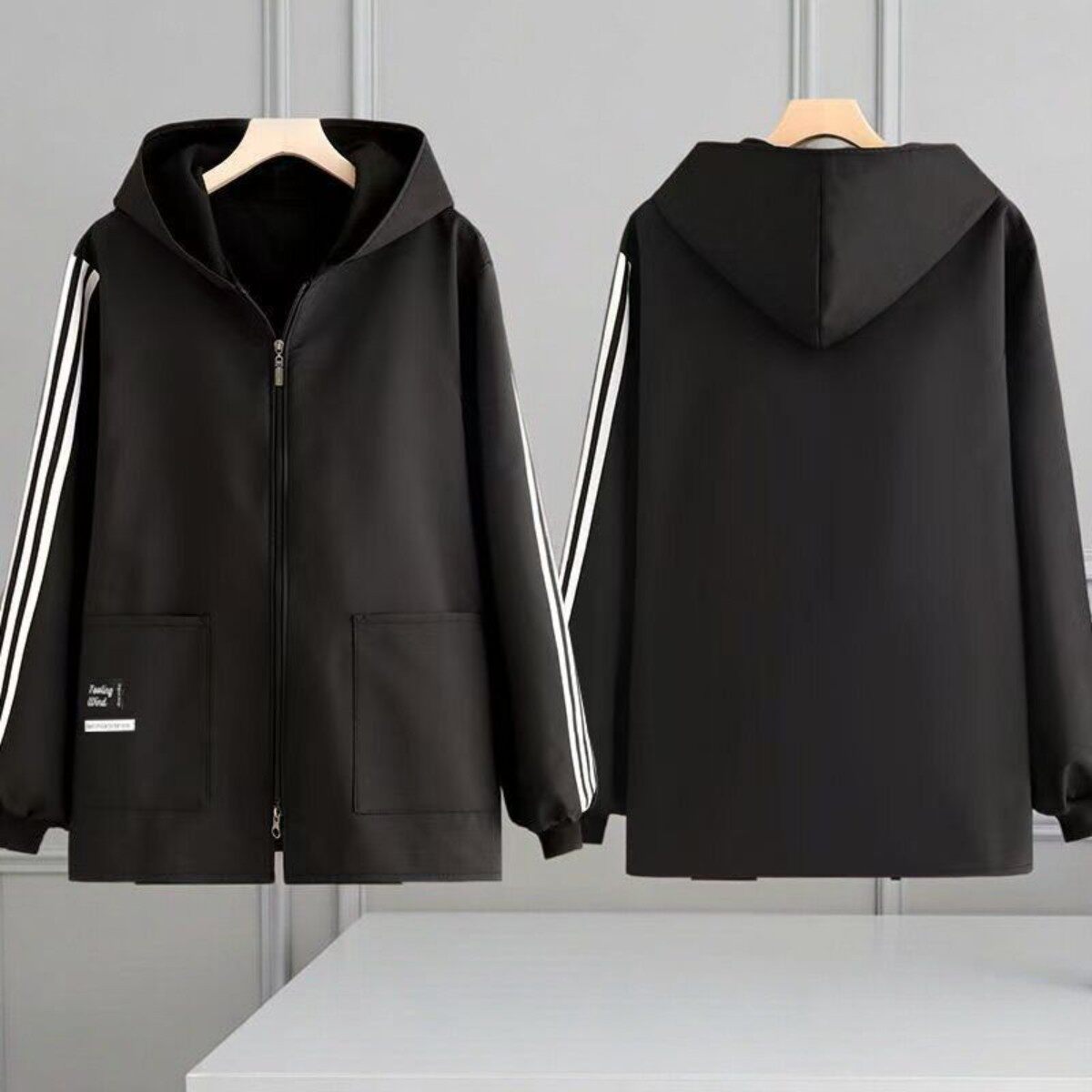 简约短款加绒罩衣保暖防水围裙男女通用衣服厨房工作服连帽工作服