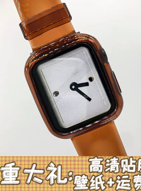 适用applewatch3456苹果手表多巴胺彩色果冻透明表带iWatch78SE女