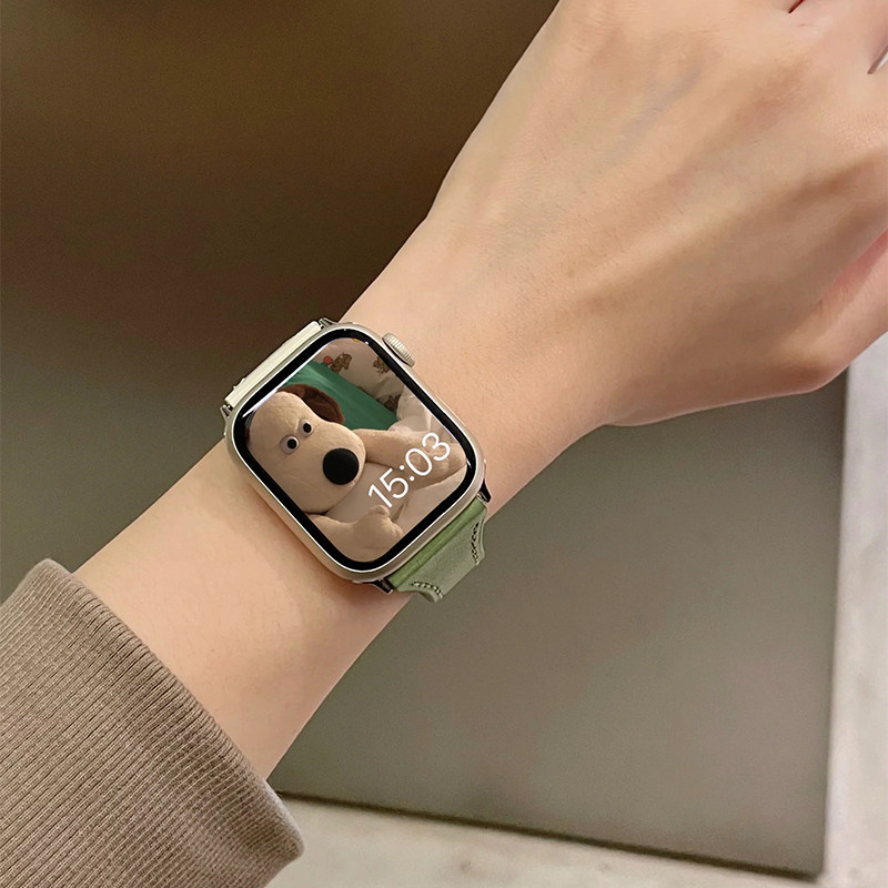 春夏新款适用苹果手表applewatchse78代iwatch65柔软真皮钉扣表带
