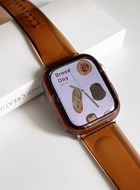 新款适用苹果手表applewatch78SE复古树脂透明表带iWatch3456男女