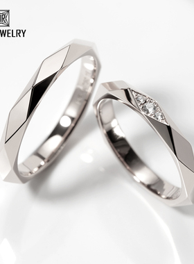 PT950铂金群镶钻石戒指男女钻戒个性情侣对戒白金结婚求婚指环