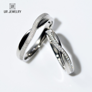 Pt950铂金对戒排镶婚戒情侣款结婚钻石白金戒指新品男女天作之合