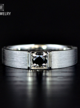 18K金男士钻戒原创设计钻石定制戒指结婚情侣男款对戒铂金送男友