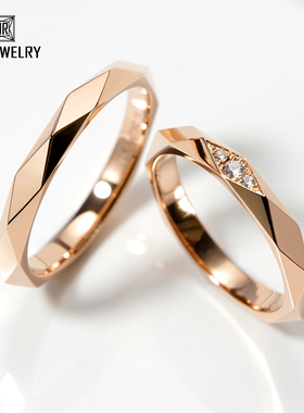 18K玫瑰金群镶钻石戒指男女钻戒个性情侣对戒彩金结婚求婚指环