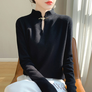 国风盘扣毛衣修身 新款 显瘦针织别1221k1 时尚 秋冬女打底衫