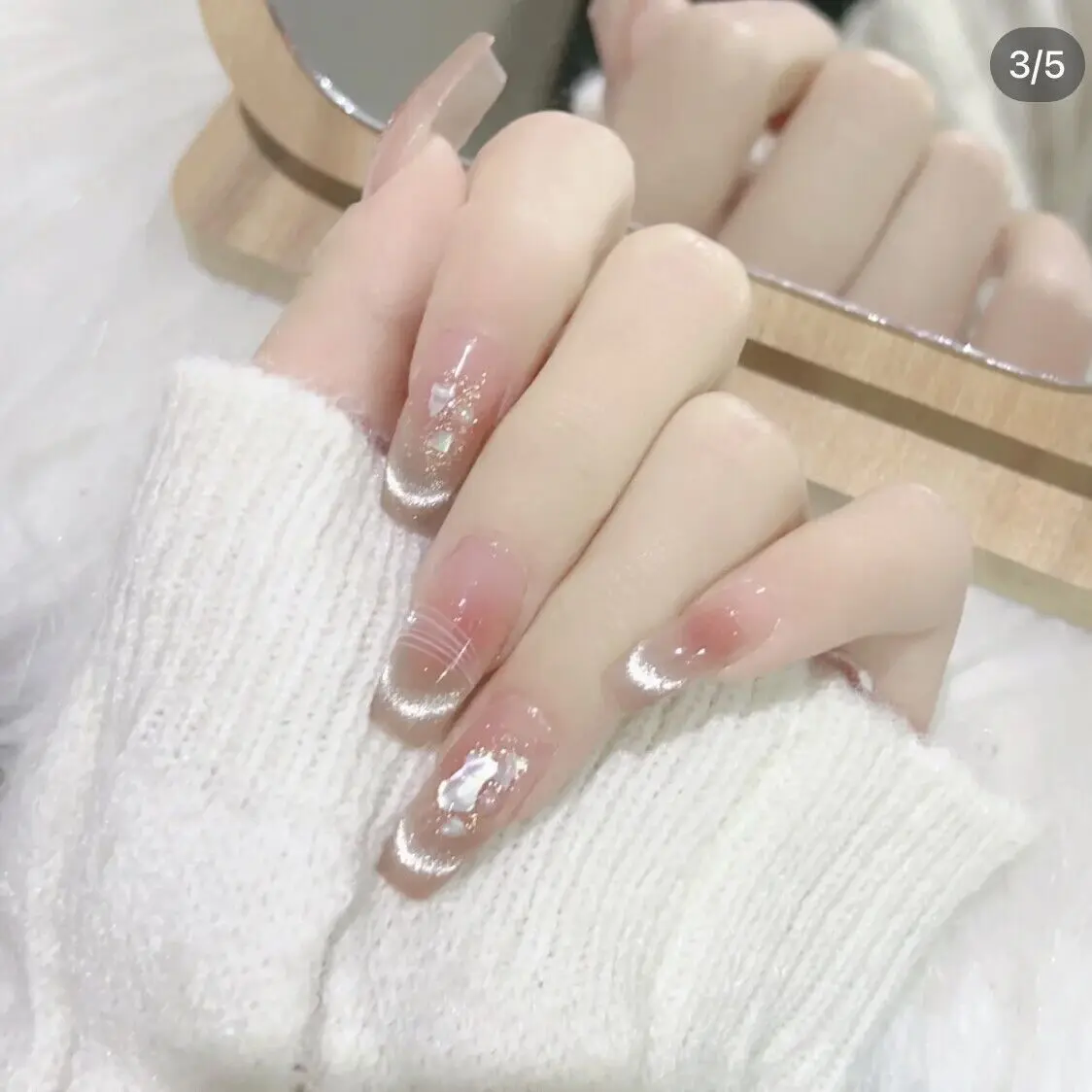 纯手工光疗穿戴甲贝壳风铃穿戴甲成品重复使用美甲贴片可拆卸