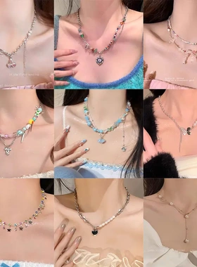 甜酷风珍珠爱心项链女百搭小众设计高级感锁骨链气质辣妹配饰颈链