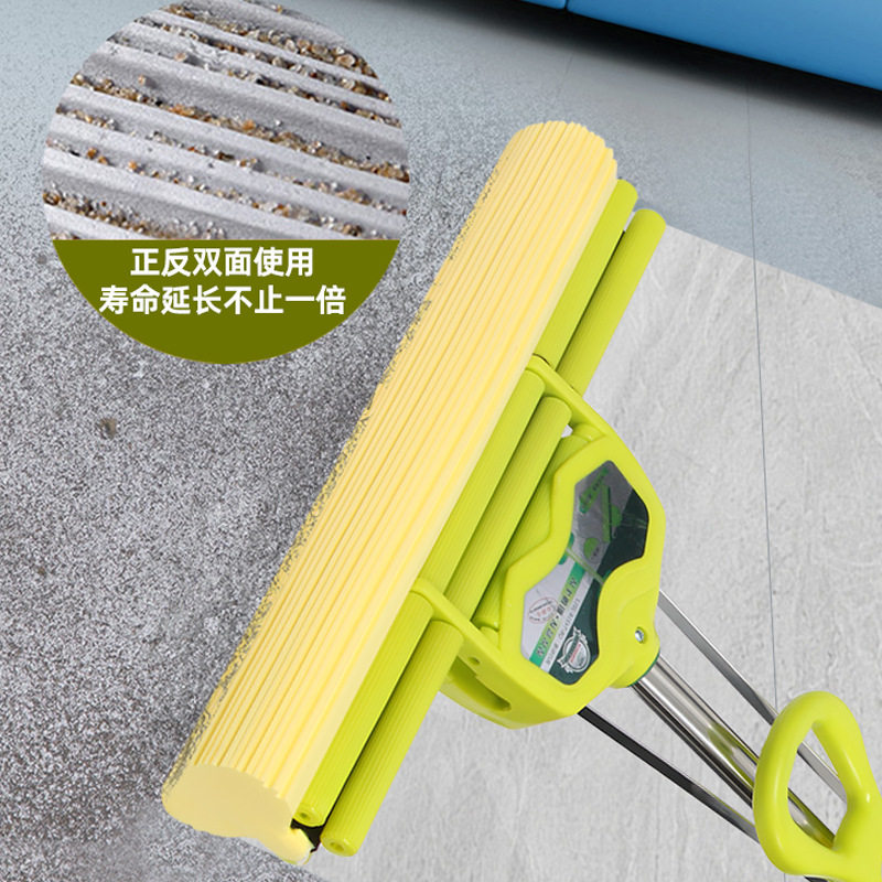 微易达海绵拖把家用一拖净拖把懒人免手洗加大滚轮式挤水拖布