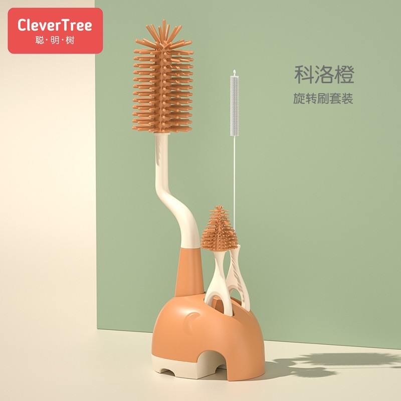 360度旋转卡通硅胶奶瓶刷