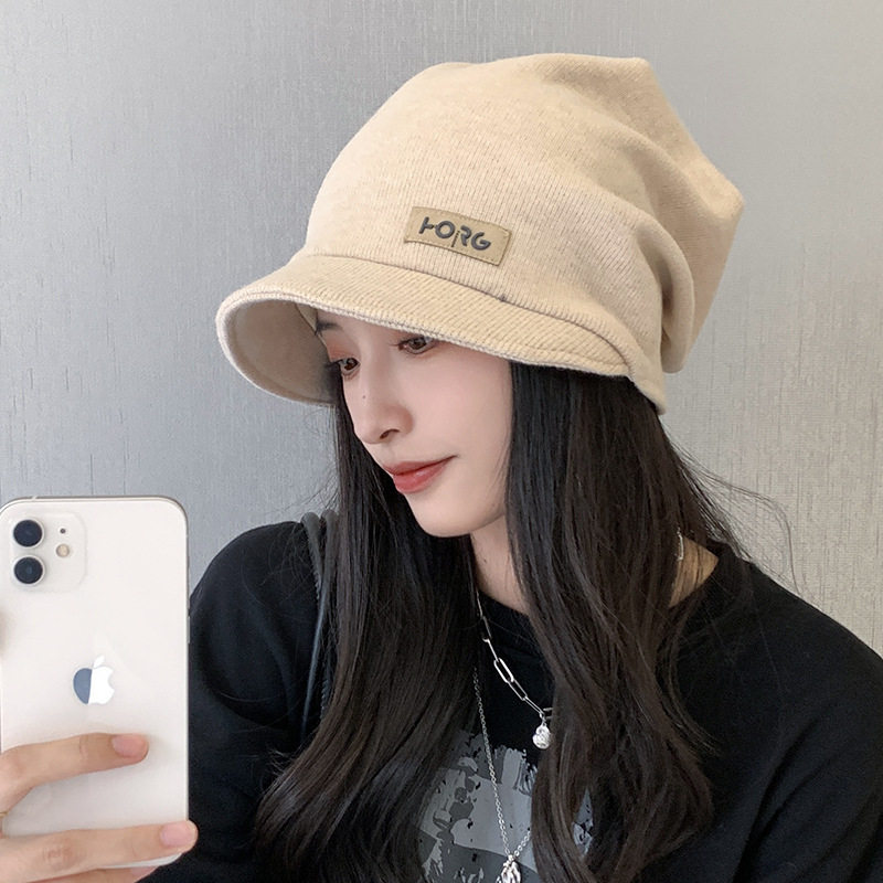 堆堆帽子女秋季日系月子帽显脸小韩版短帽檐冬百搭包头冷帽套头帽,个性定制/设计服务/DIY,针织帽,淘宝优惠券,粉丝福利购,淘宝优惠卷