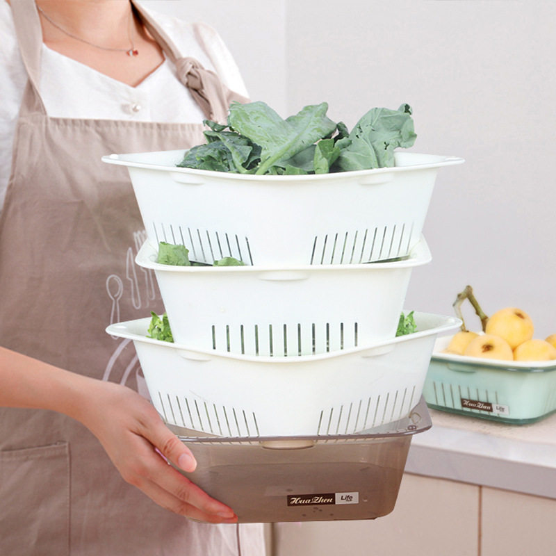 塑料沥水筛盆厨房可叠加沥水篮洗菜盆双层家用客厅创意果蔬滴水筛,餐饮具,洗菜盆/沥水篮/漏水筛,淘宝优惠券,粉丝福利购,淘宝优惠卷