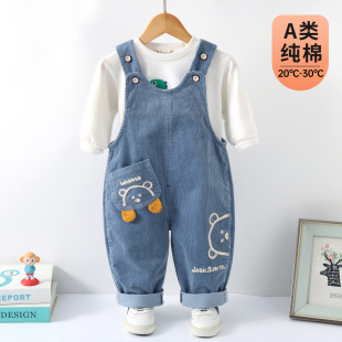 3岁婴儿裤 宝宝背带裤 儿童女0 新款 子 春秋纯棉灯芯绒男童2026春季