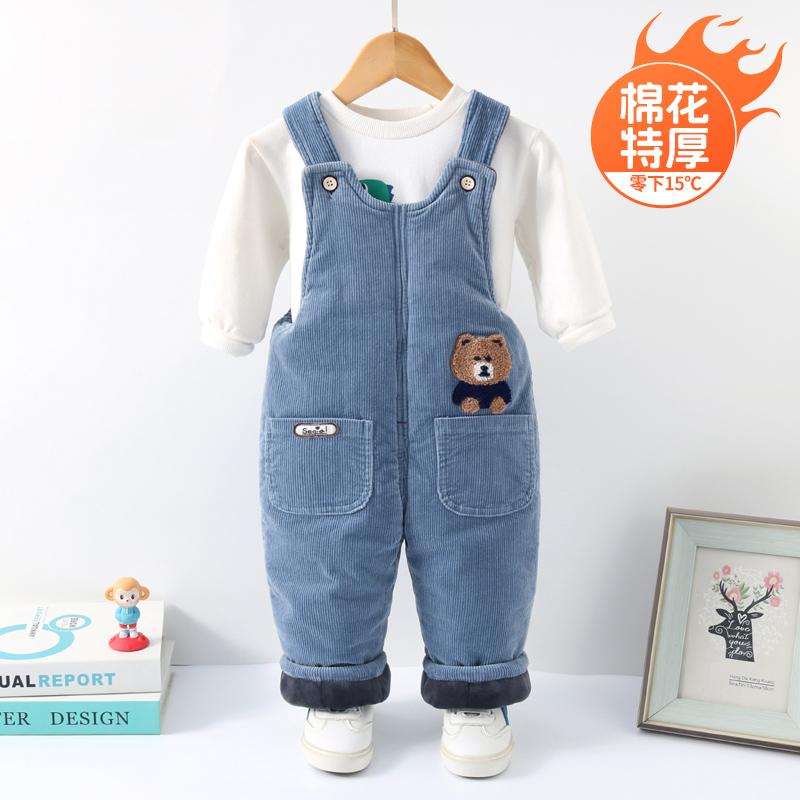 宝宝背带棉花棉裤加绒夹棉特厚