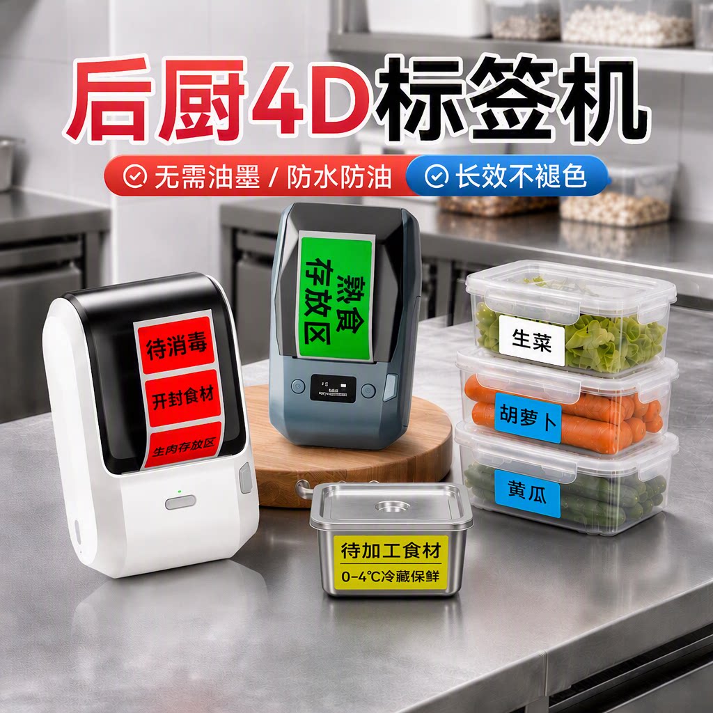 精臣M2厨房4D管理标识标签机图片