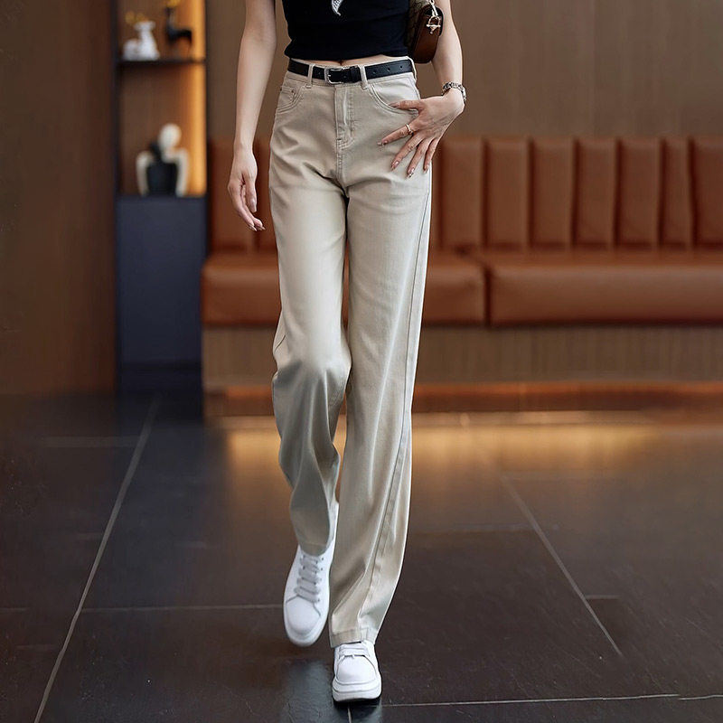 休闲天丝牛仔阔腿裤女2026夏季新款高腰宽松显瘦垂感冰丝直筒裤潮