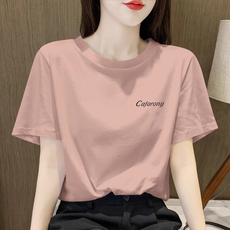 2026年夏季皮粉色宽松冰丝短袖t恤女洋气高级感正肩上衣半袖潮ins