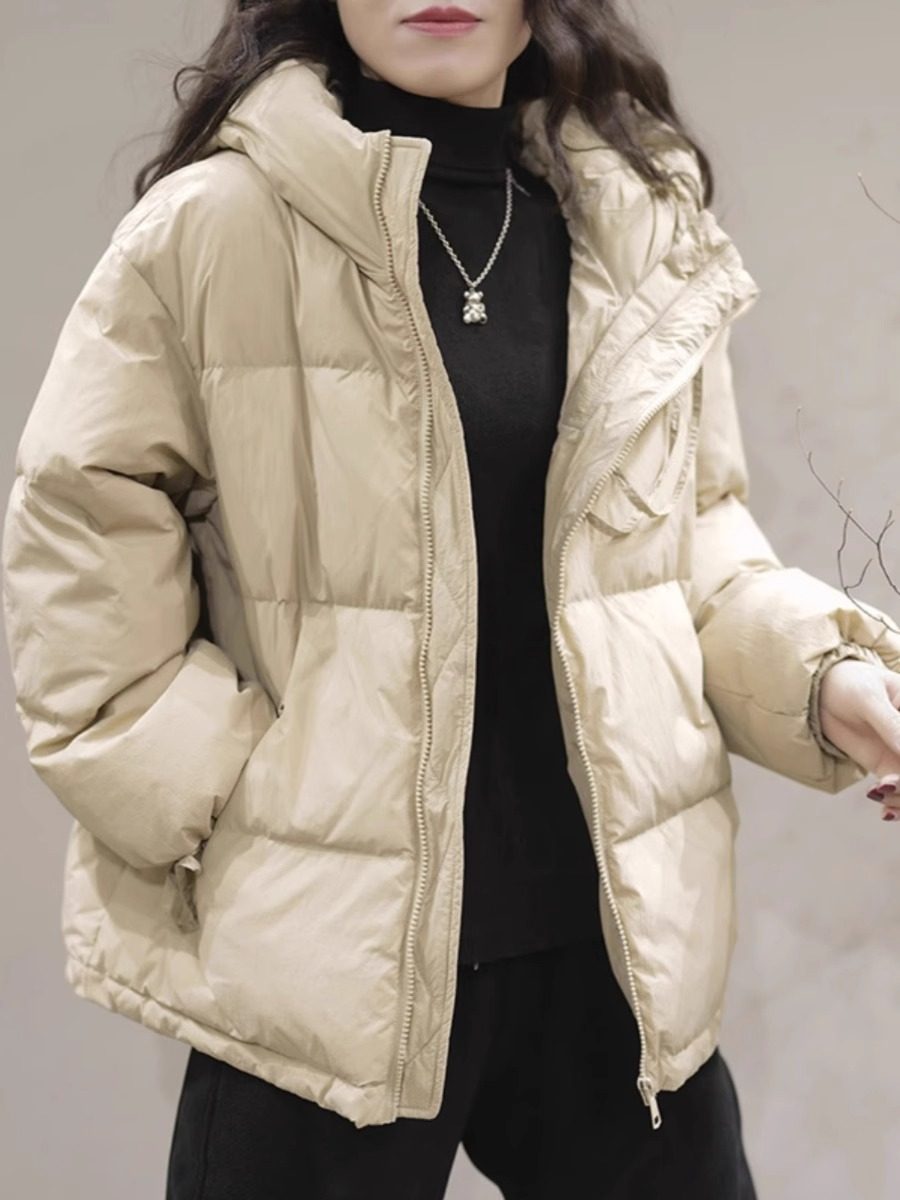 设计感宽松连帽羽绒棉服女2025秋冬新款大码高级感美式棉衣外套潮