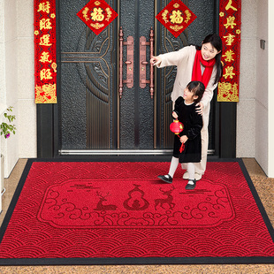 高级入户门地垫2026新款门口防滑垫免洗红色乔迁别墅室外专用脚垫
