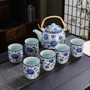 大容量900ml陶瓷茶壶功夫茶具套装 风家用商务随手礼 一整套中式