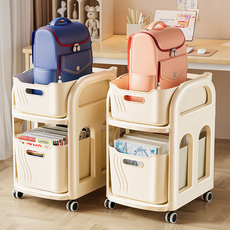 书包置物架可移动小推车书本收纳层架办公室书桌下学生滑轮柜储物