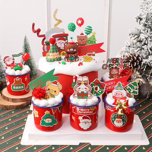 饰圣诞老人雪人立体玩偶摆件圣诞快乐插件 圣诞节网红搪瓷杯蛋糕装