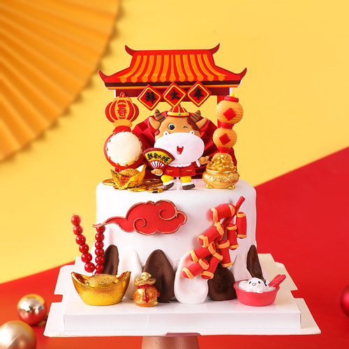 牛年快乐唐装牛软陶插件