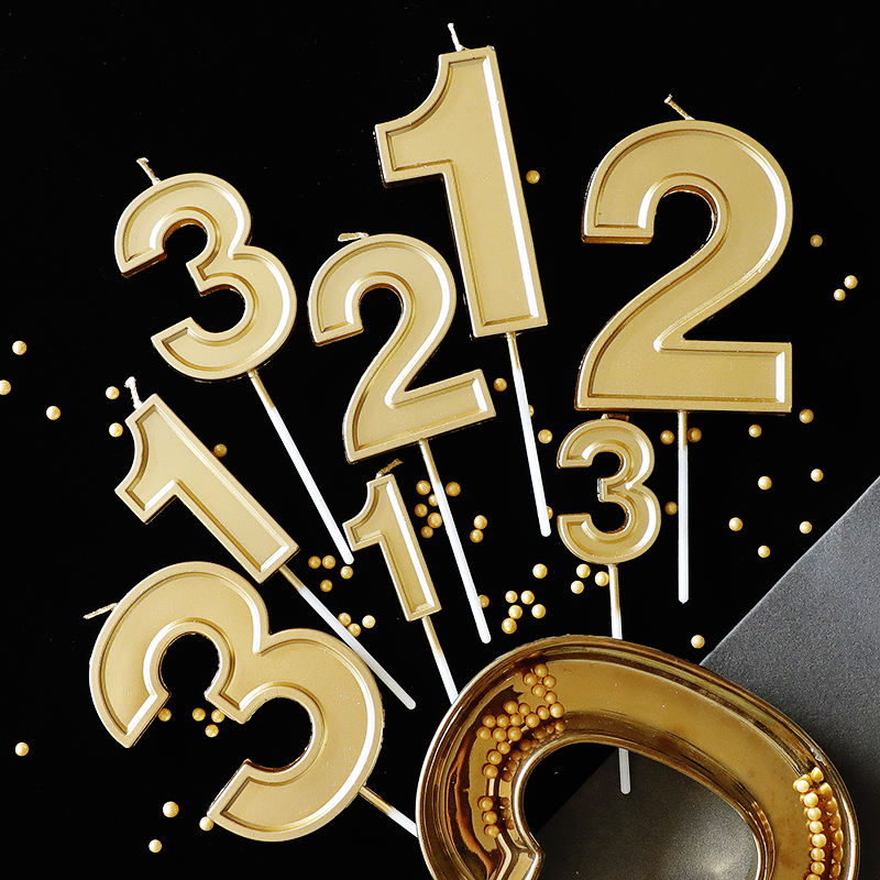 蛋糕装饰金色儿童派对数字蜡烛