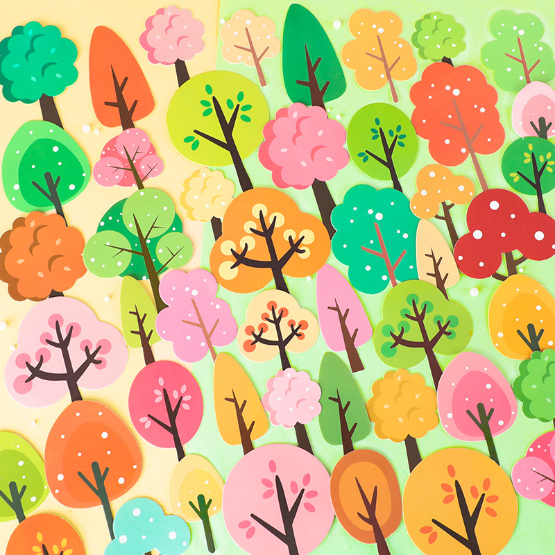 烘焙蛋糕装饰森林小树梧桐树插牌森系橙色粉色绿色小树插卡装扮