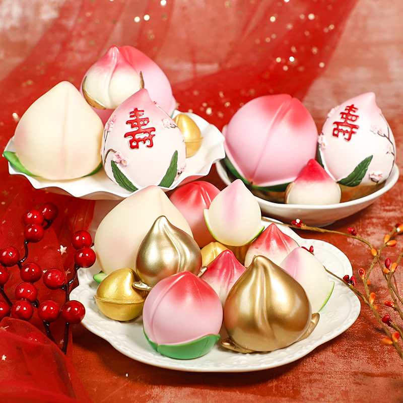 烘焙蛋糕装饰金色仙桃摆件合集