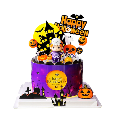 万圣节南瓜happy双层蛋糕装饰