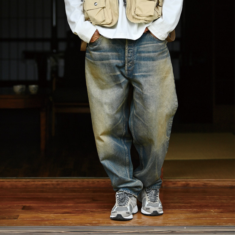 TIRES 22FW 日产牛仔长裤 泥染油污水洗单宁赤耳日系工装廓形nbhd,男装,牛仔裤,淘宝优惠券,粉丝福利购,淘宝优惠卷