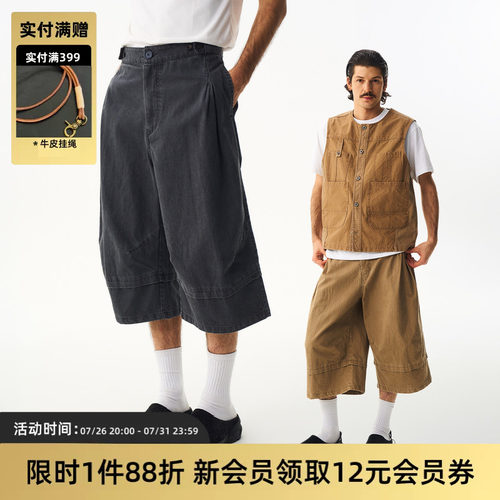 TIRES26SS水洗七分工装短裤