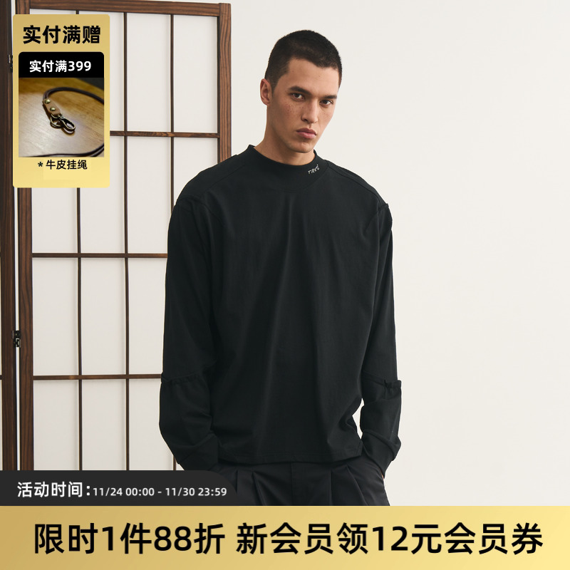 半高领宽松长袖日系复古TIRES