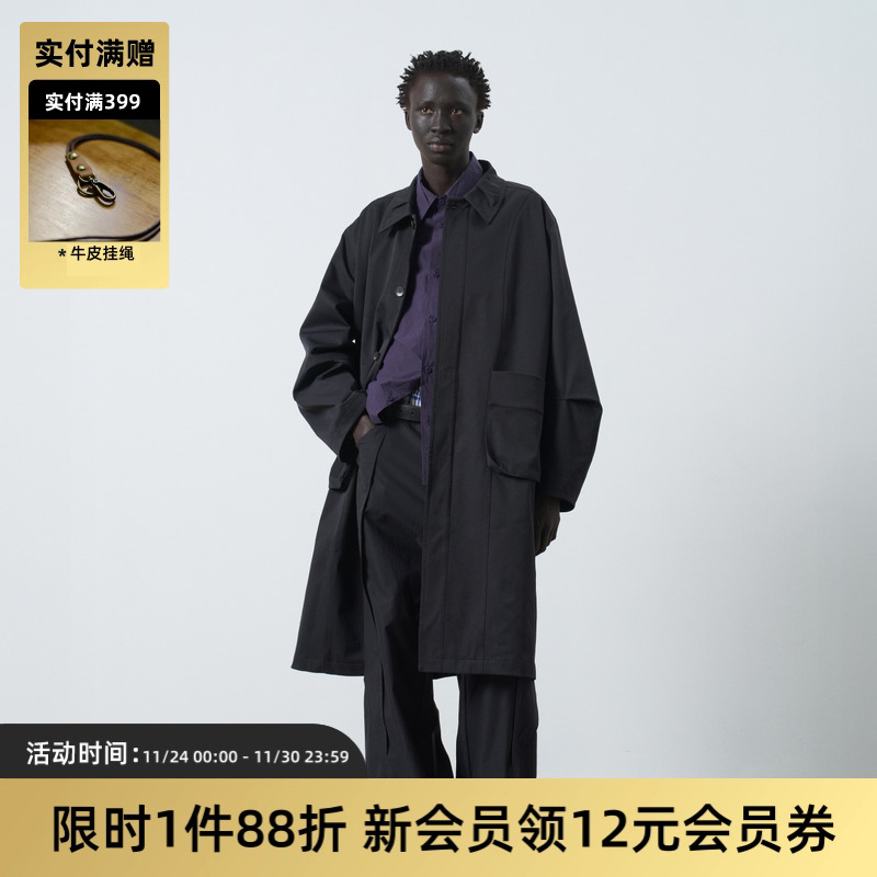 TIRESA字廓形翻领风衣外套