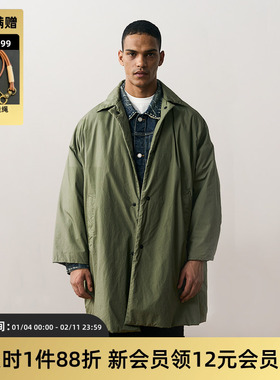 TIRES 23AW日系复古水洗新雪丽中长棉服宽松阔版轻薄保暖外套男女