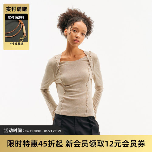 TIRES柔软羊毛混纺长袖针织衫