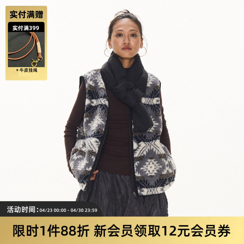 TIRES 24AW 日系复古摇粒绒马甲 保暖条纹背心秋冬男女