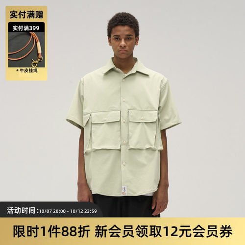 TIRES日系复古多口袋工装衬衫