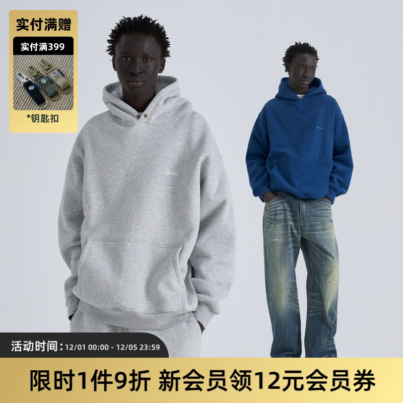 TIRES复古抓绒卫衣套头连帽衫