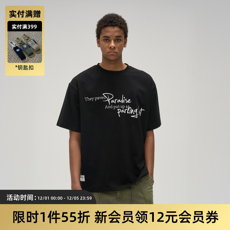 TIRES复古文字印花标语短袖Tee