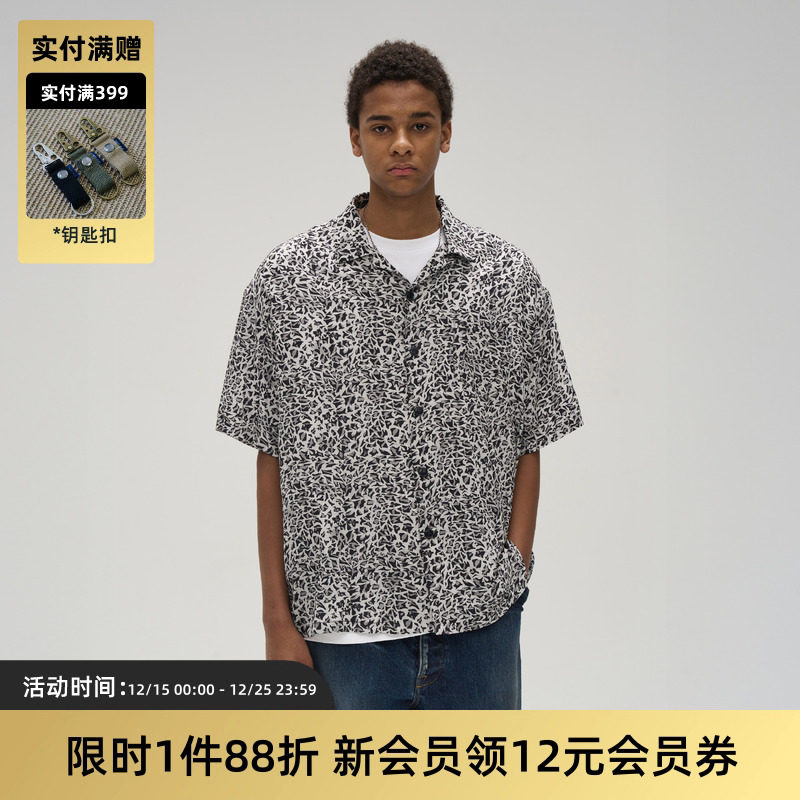 TIRES原创豹纹印花夏威夷衬衫