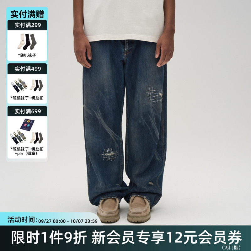 TIRES 25SS 日产冈山内达华水洗牛仔长裤 复古手工boro宽松非nbhd