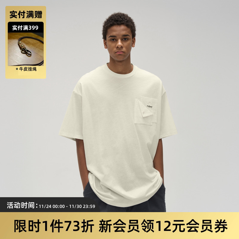 TIRES复古双口袋短袖刺绣tee