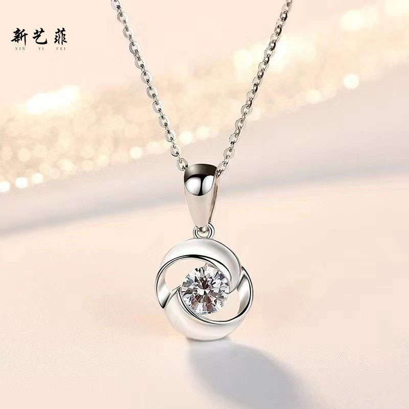 S925银项链玫瑰花银项链女韩版简约小众风格锁骨链时尚百搭吊坠女