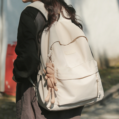 大容量纯色书包ins简约休闲背包