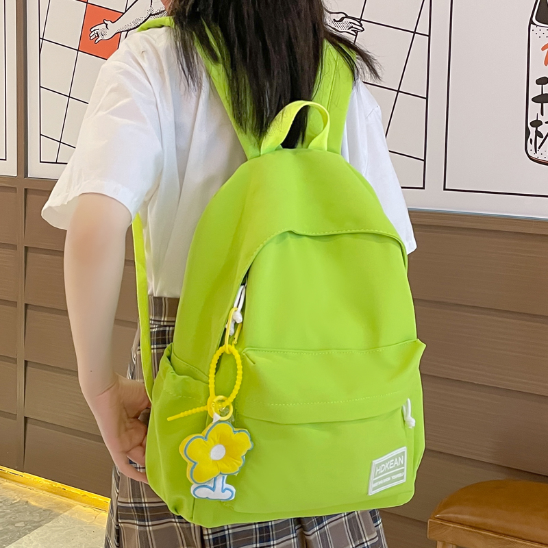 中点 书包女小学生夏季新款纯色韩版ins简约双肩背包男14寸电脑包