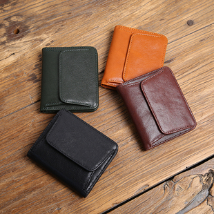 高级感男士钱包短款真皮竖款小钱包钱夹头层牛皮大容量皮质女票夹