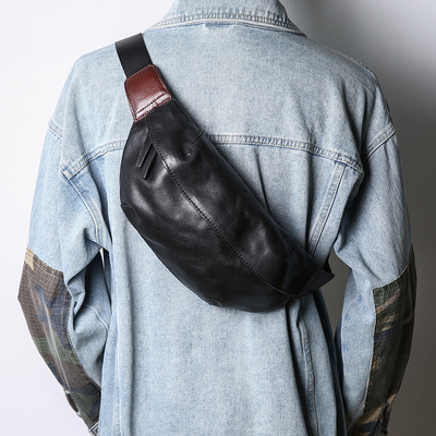 复古胸包男真皮高级感休闲小号