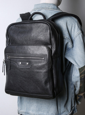 真皮双肩包男大容量可插拉杆箱头层牛皮商务出差旅行包电脑包背包